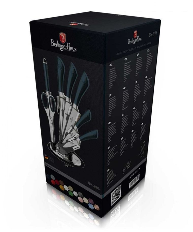 Berlinger Haus, Aquamarine, zestaw noży w stojaku