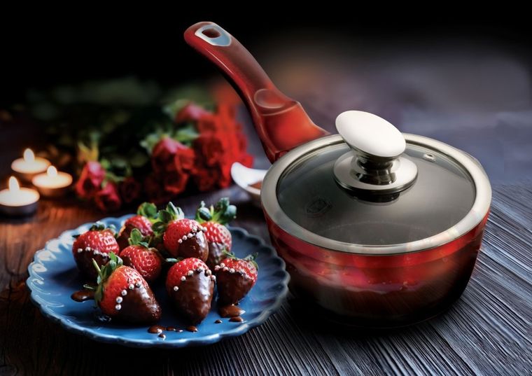 Berlinger Haus, Black-Burgundy, zestaw: garnki z pokrywą + patelnie + akcesoria, 15 elementów