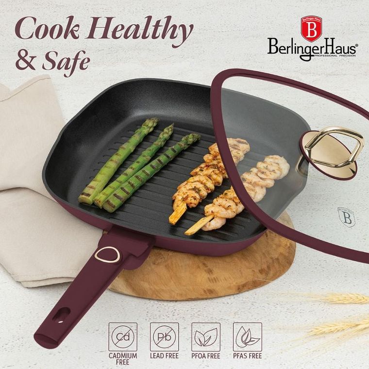 Berlinger Haus, Leonardo, patelnia grillowa tytanowa z pokrywą, 28 cm