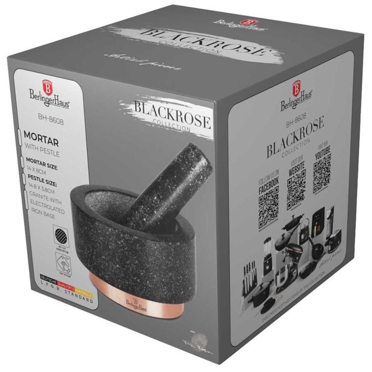 Berlinger Haus, moździerz granitowy, black rose, średnica, 14 cm
