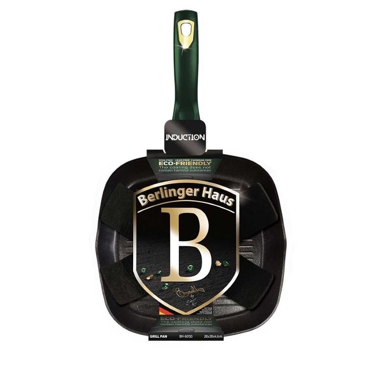 Berlinger Haus, patelnia tytanowa grillowa, Emerald, 28 cm