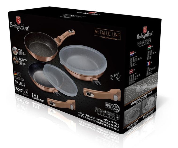 Berlinger Haus, Rose Gold, zestaw 3 patelni granitowych