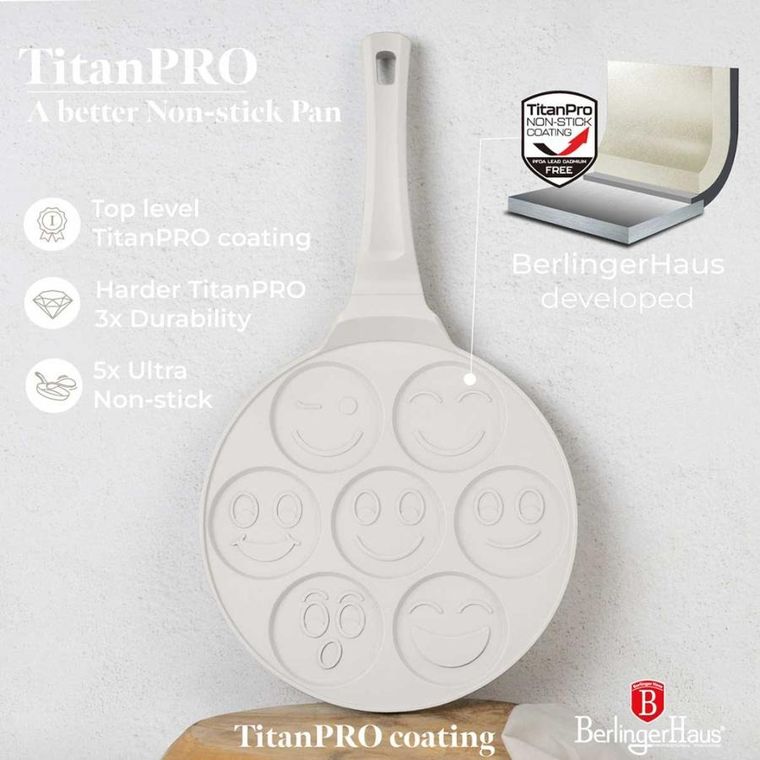 Berlinger Haus, Sahara, patelnia tytanowa do placuszków emoji, 26 cm