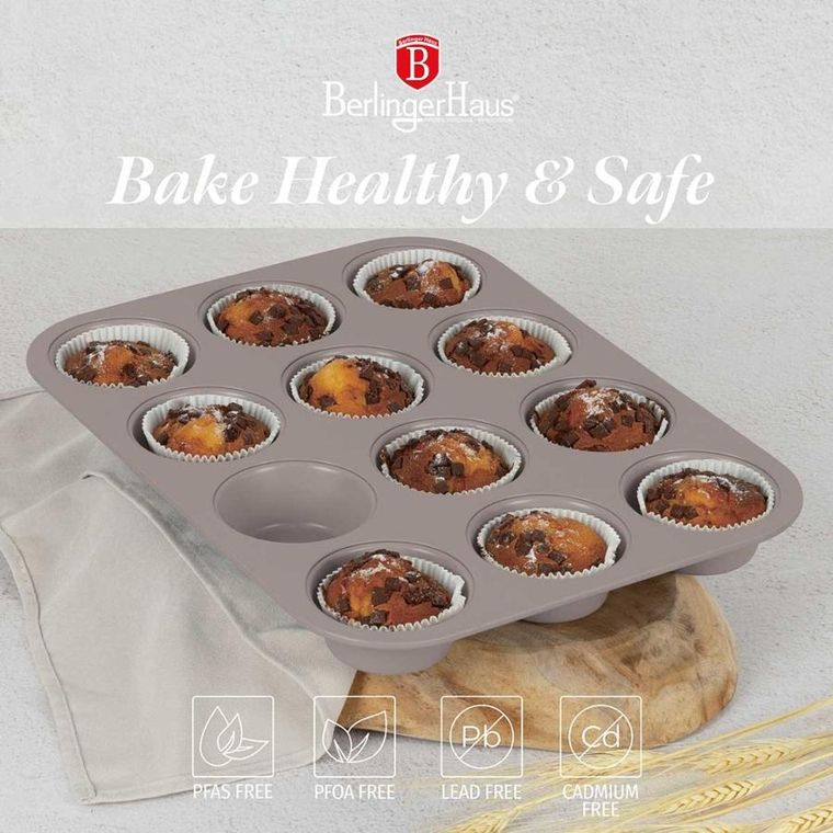 Berlinger Haus, Taupe, forma tytanowa do 12 muffinek