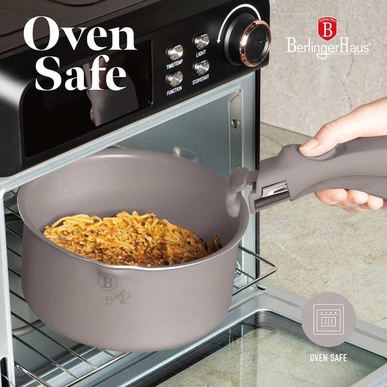 Berlinger Haus, Taupe, zestaw: garnki tytanowe z pokrywą + patelnie, 9 elementów