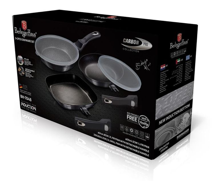 Berlinger Haus, zestaw 3 patelni granitowych, Carbon Pro