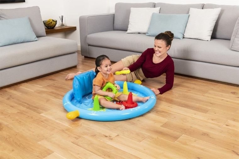 Bestway, basen dmuchany z daszkiem, oparciem i sorterem, 115-89-76 cm