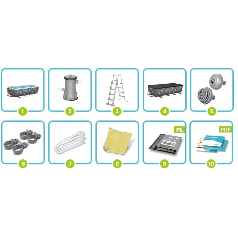 Bestway, basen ogrodowy, stelażowy, 10w1, 488-244-122 cm