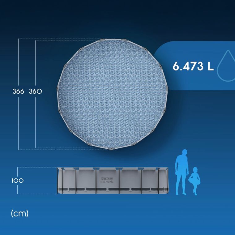 Bestway, basen ogrodowy stelażowy, 366-76 cm, zestaw 16w1