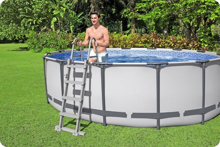Bestway, basen stelażowy z pompą filtrującą i akcesoriami, okrągły, 122-457cm, zestaw 18w1