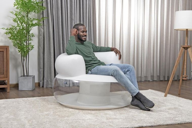 Bestway, dmuchany fotel, biały, 112-112-70 cm