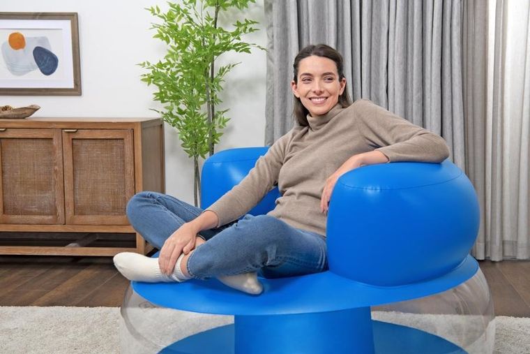 Bestway, dmuchany fotel, niebieski, 112-112-70 cm