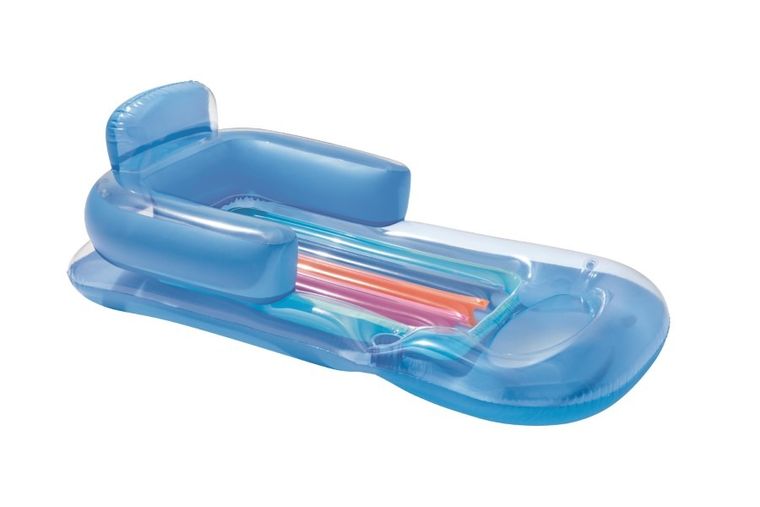 Bestway, dmuchany materac do pływania, z oparciem i podłokietnikami, srebrny, niebieski