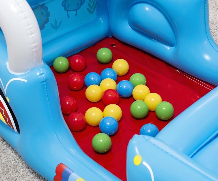 Bestway, Fisher-Price, dmuchany samochód z piłkami, 117-76-61 cm