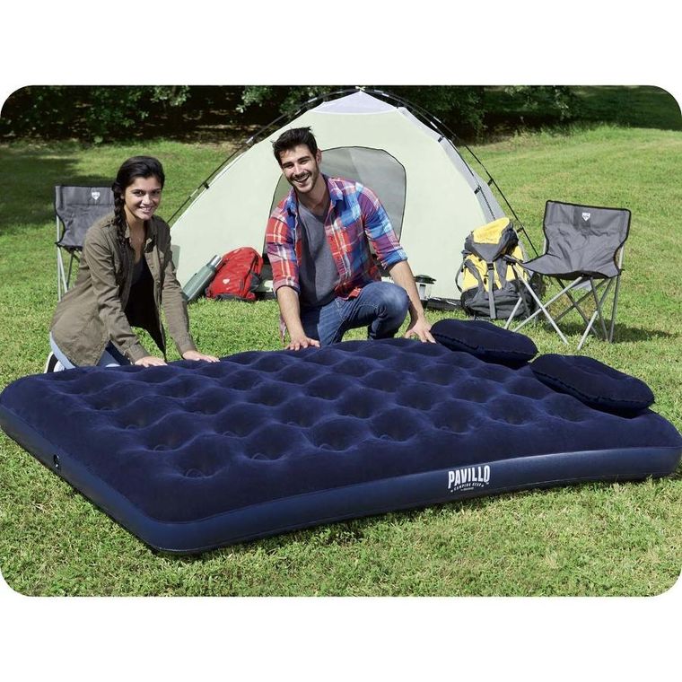 Bestway, materac dmuchany z pompką i poduszkami, 203-152-22 cm