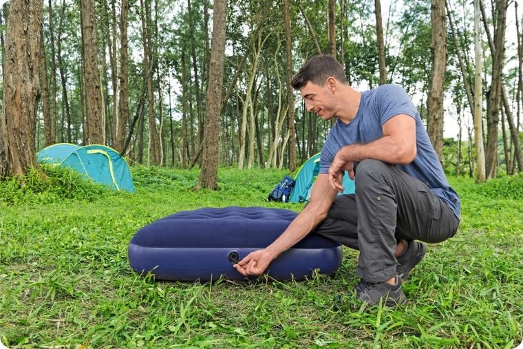 Bestway, materac welurowy z pompką nożną, 188-99-28 cm