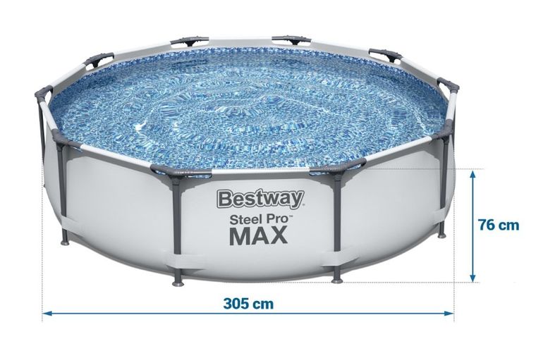 Bestway, Steel Pro Max, basen stelażowy z pompą filtracyjną, 3,05-0,76m