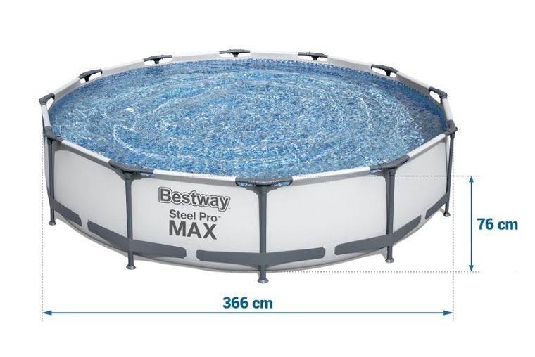 Bestway, Steel Pro Max, basen stelażowy z pompą filtracyjną, 3,66-0,76m
