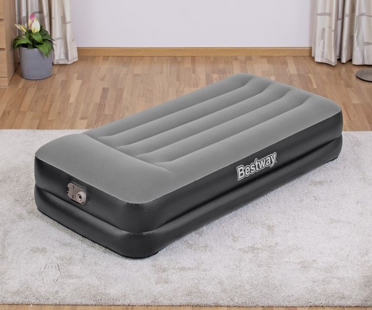 Bestway, Tritech Twin, materac dmuchany turystyczny z wbudowaną pompą powietrza, 191-97-46 cm
