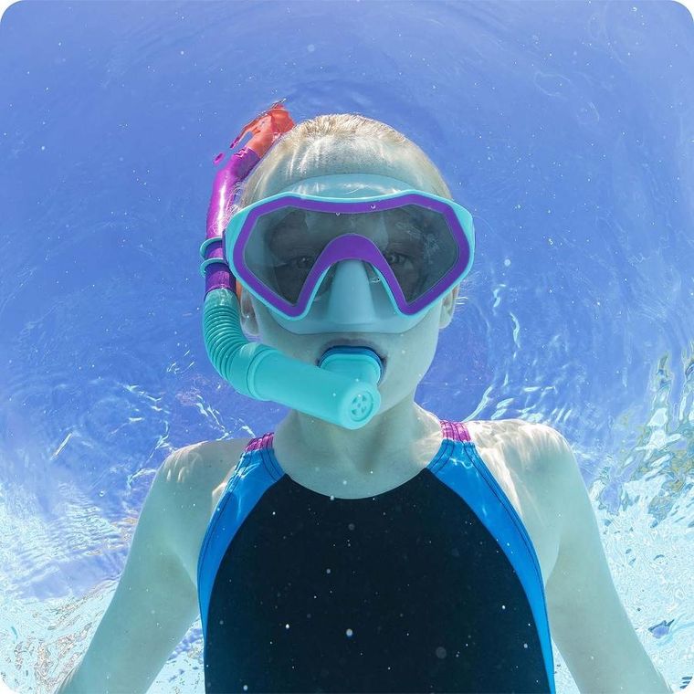 Bestway, zestaw do nurkowania, okularki i rurka, fioletowo-turkusowy