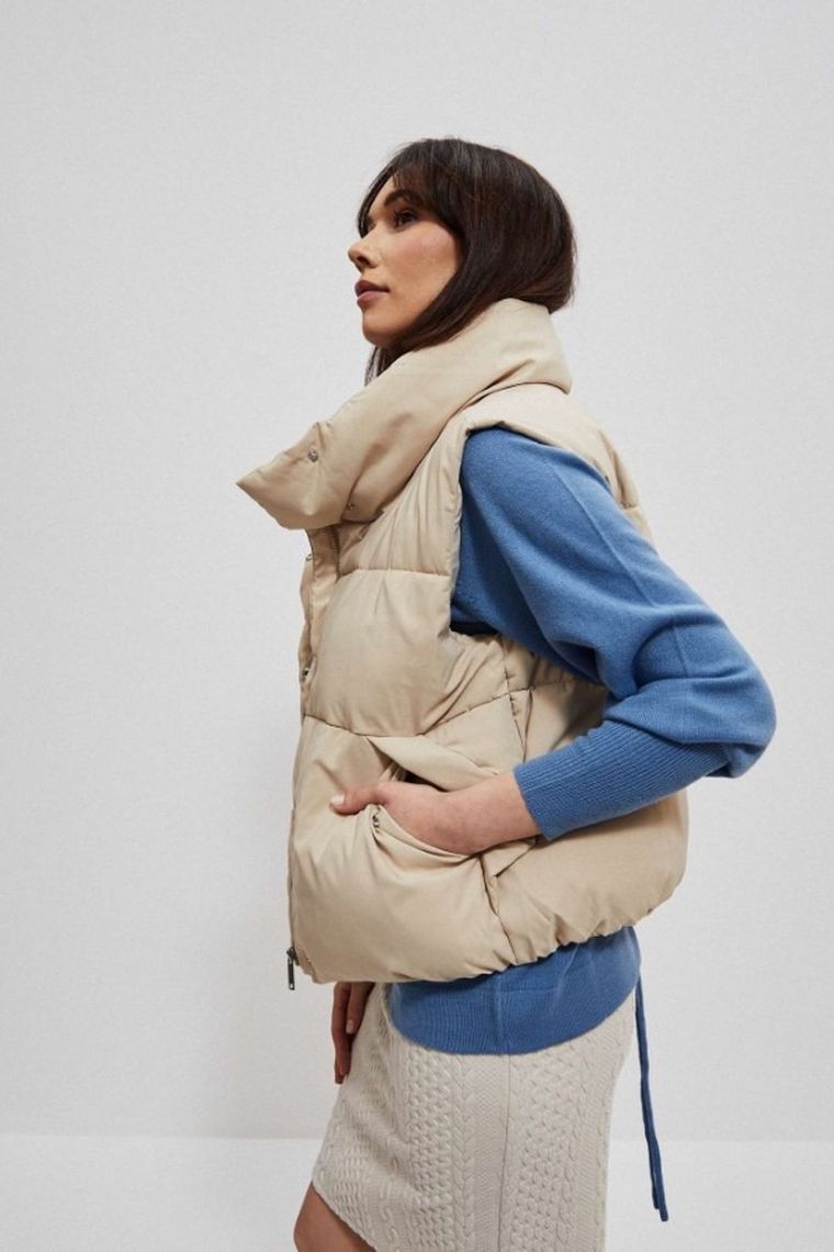 Bezrękawnik damski, beżowy, Moodo