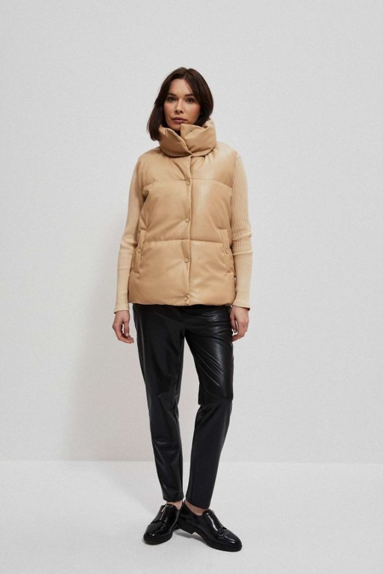 Bezrękawnik damski, beżowy, Moodo