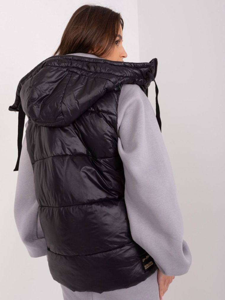 Bezrękawnik damski z kapturem, czarny, Sublevel