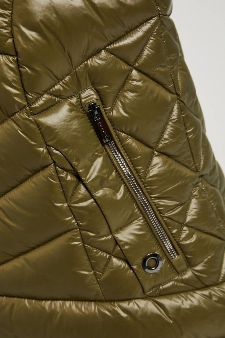 Bezrękawnik damski z kapturem, khaki, Moodo