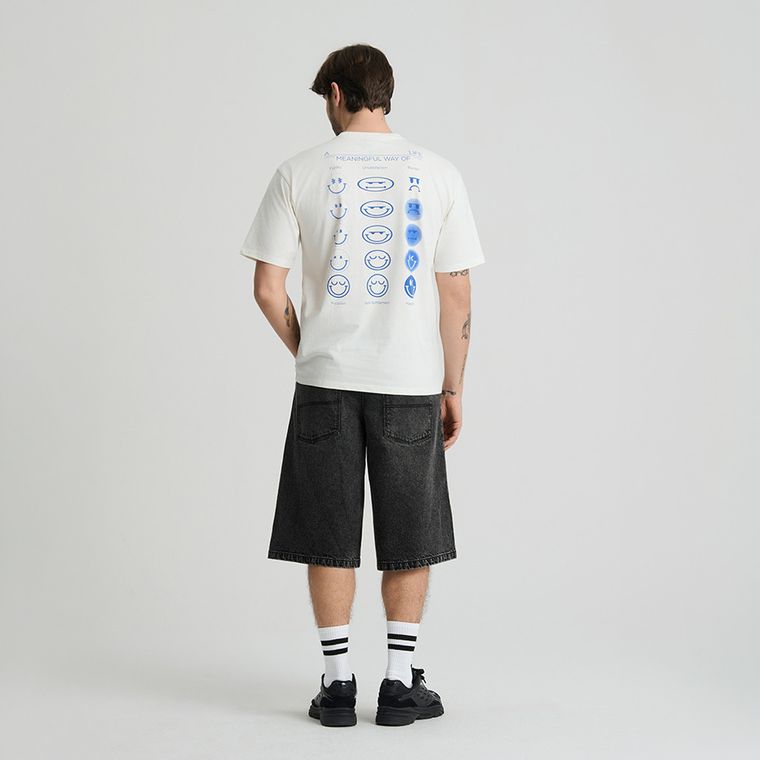 Biały t-shirt o kroju relaxed S.W.Smiley NOWEAR