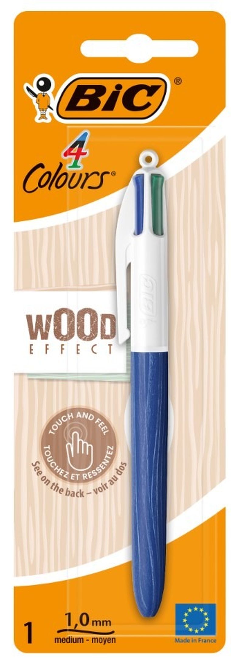 Bic, 4 Colours, Wood Efect, długopis kulkowy z 4 wkładami