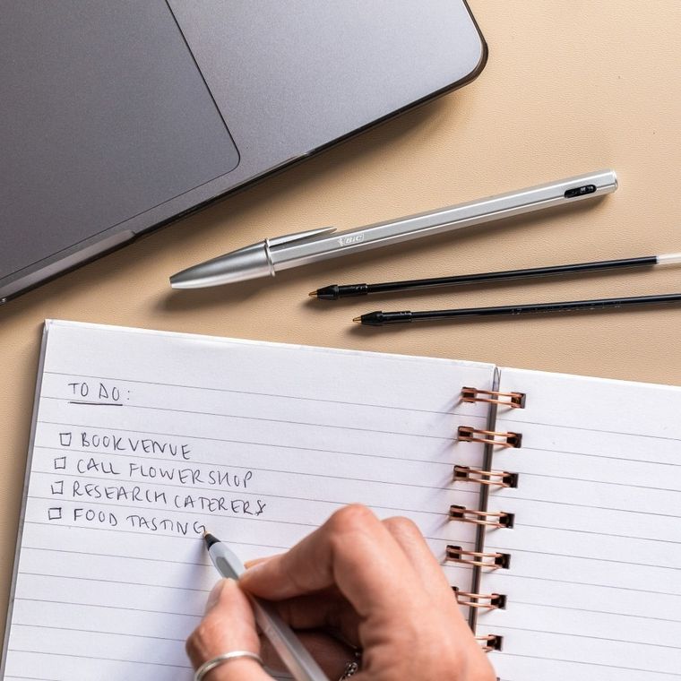 Bic, Cristal Re'new Metal, wkład, niebieski, 3 szt.