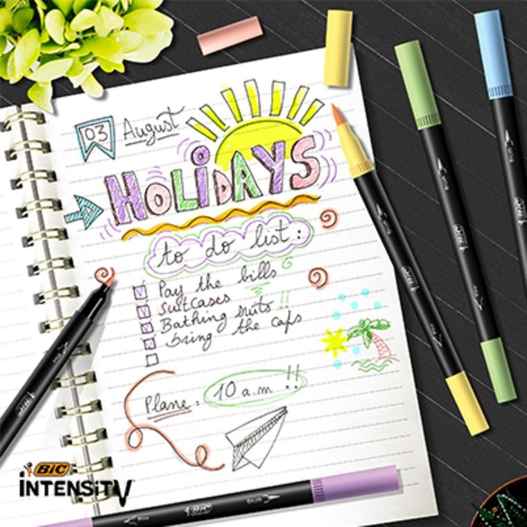 Bic, Intensity Dual Tip Pastel, pisak dwustronny, 6 szt.