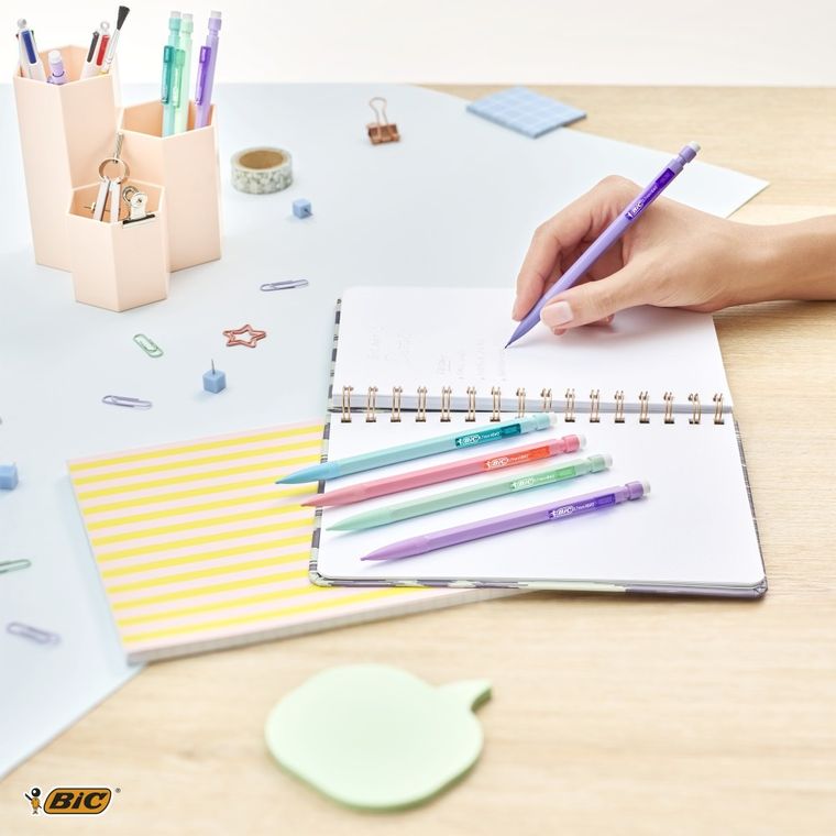 Bic, Matic, ołówkik automatyczne z gumką, HB, Pastel, 0,7 mm, 5 szt.