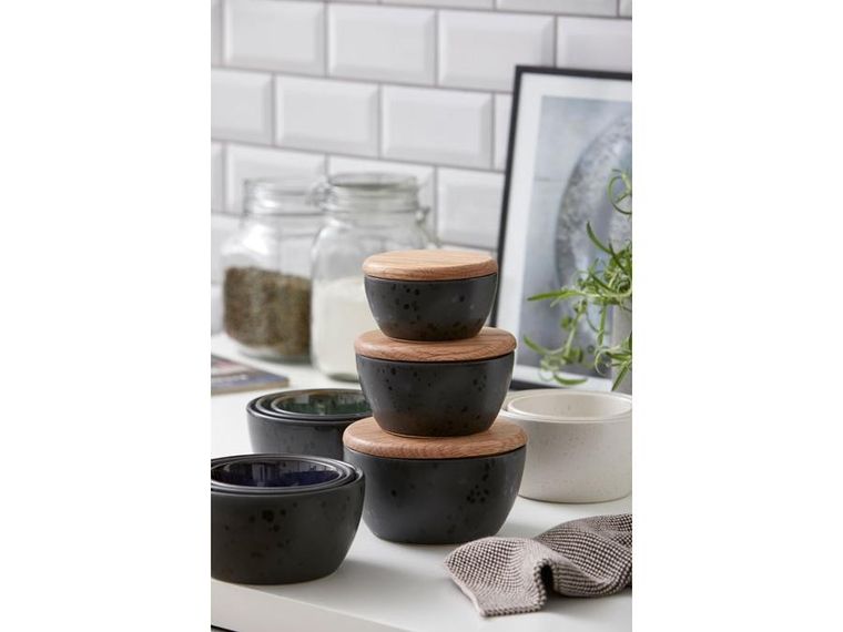 Bitz, zestaw misek kaMionkowych z pokrywką, czarny, 3 szt.