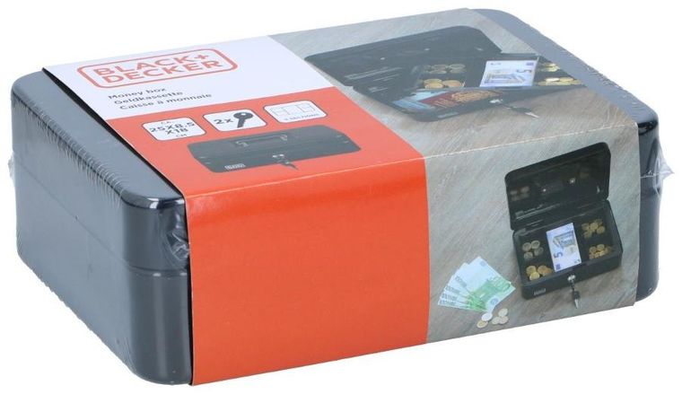 Black + Decker, kasetka metalowa na pieniądze i dokumenty, 25-8,5-18 cm