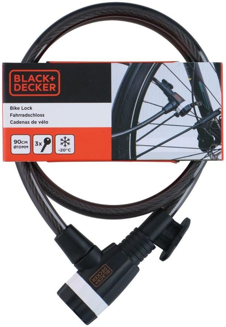 Black&Decker, zapięcie rowerowe linka na zamek, 10-900mm