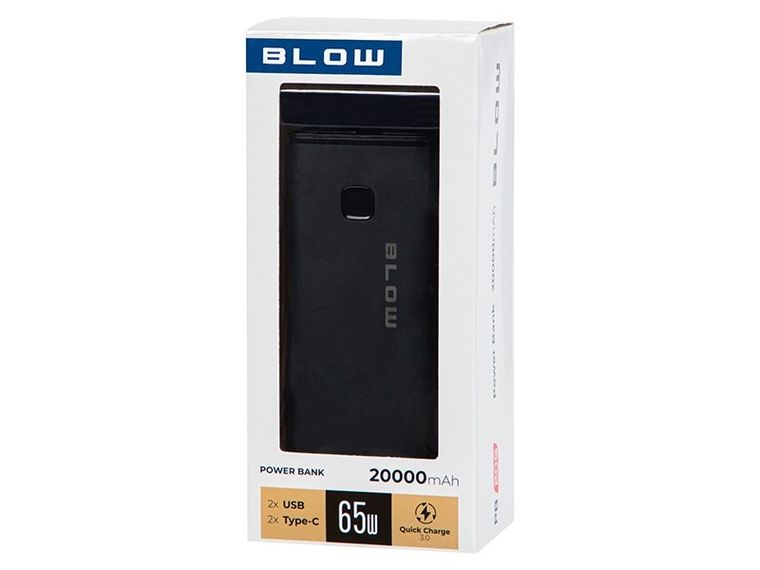 Blow, power bank, czarny, 20000MAH, 65W, PB20G