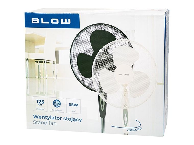 Blow, wentylator stojący, czarny, 16", 40 cm, 55W
