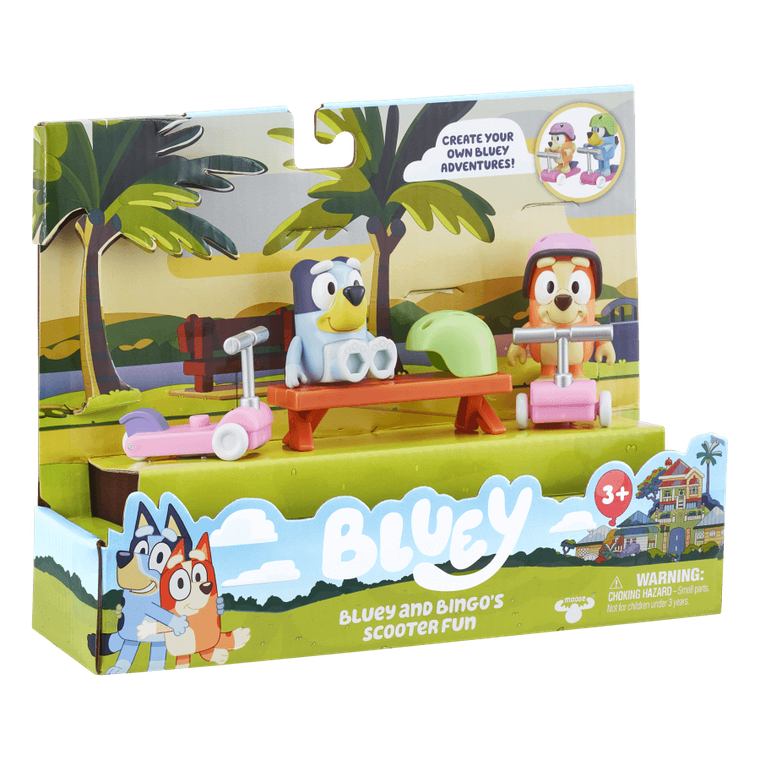 Bluey, Jazda na hulajnodze, zestaw figurek, 2 szt.