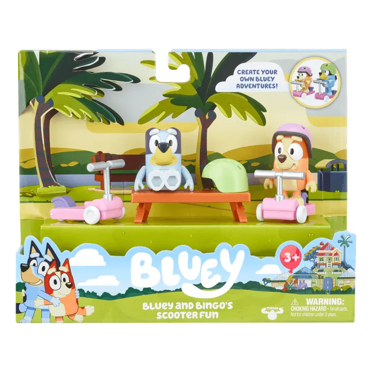 Bluey, Jazda na hulajnodze, zestaw z figurkami