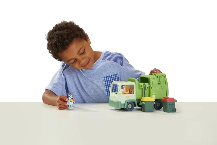 Bluey, pojazd śmieciarka + figurki