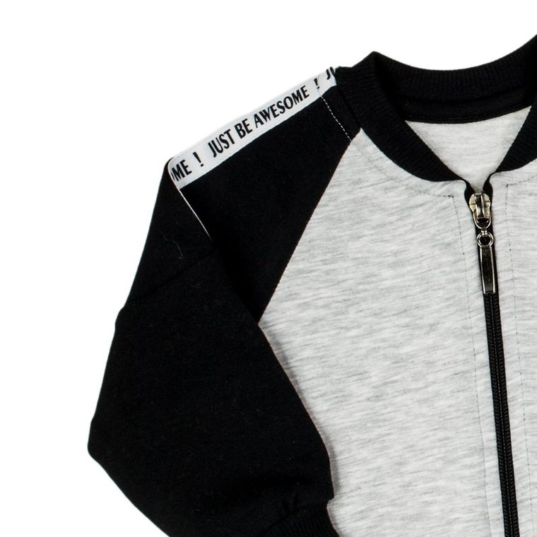 Bluza chłopięca, rozpinana, szaro-czarna, Nicol