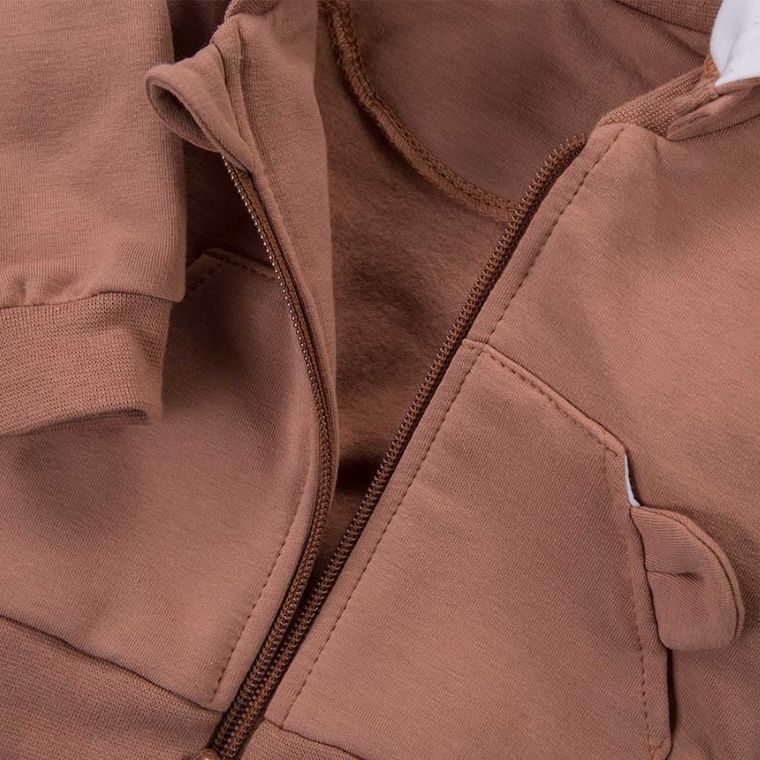 Bluza chłopięca z kapturem, rozpinana, beżowa, Eevi