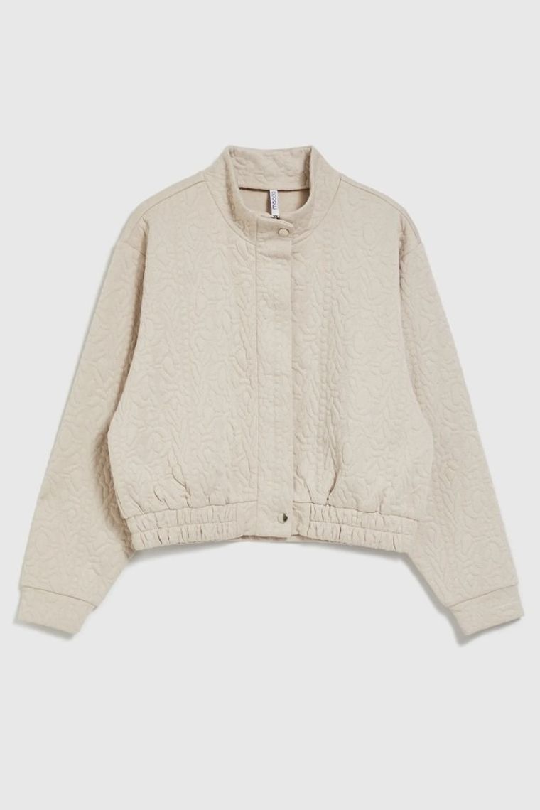 Bluza damska, rozpinana, beżowa, Moodo