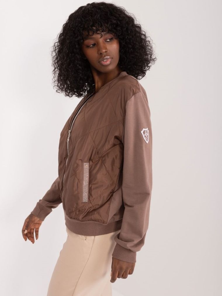 Bluza damska, rozpinana, brązowa, Relevance