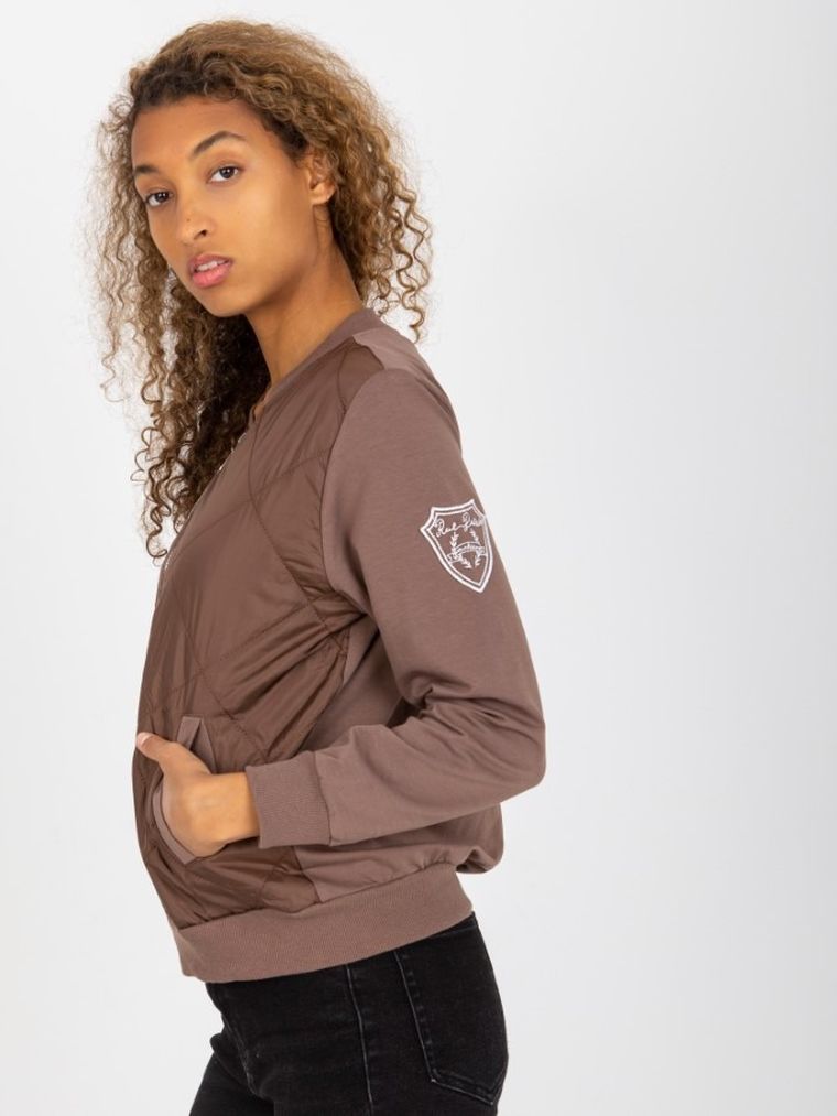 Bluza damska, rozpinana, brązowa, Rue Paris