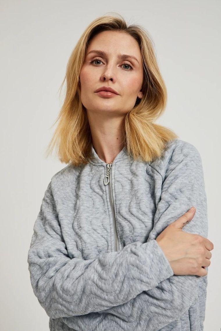 Bluza damska, rozpinana, szara, Moodo