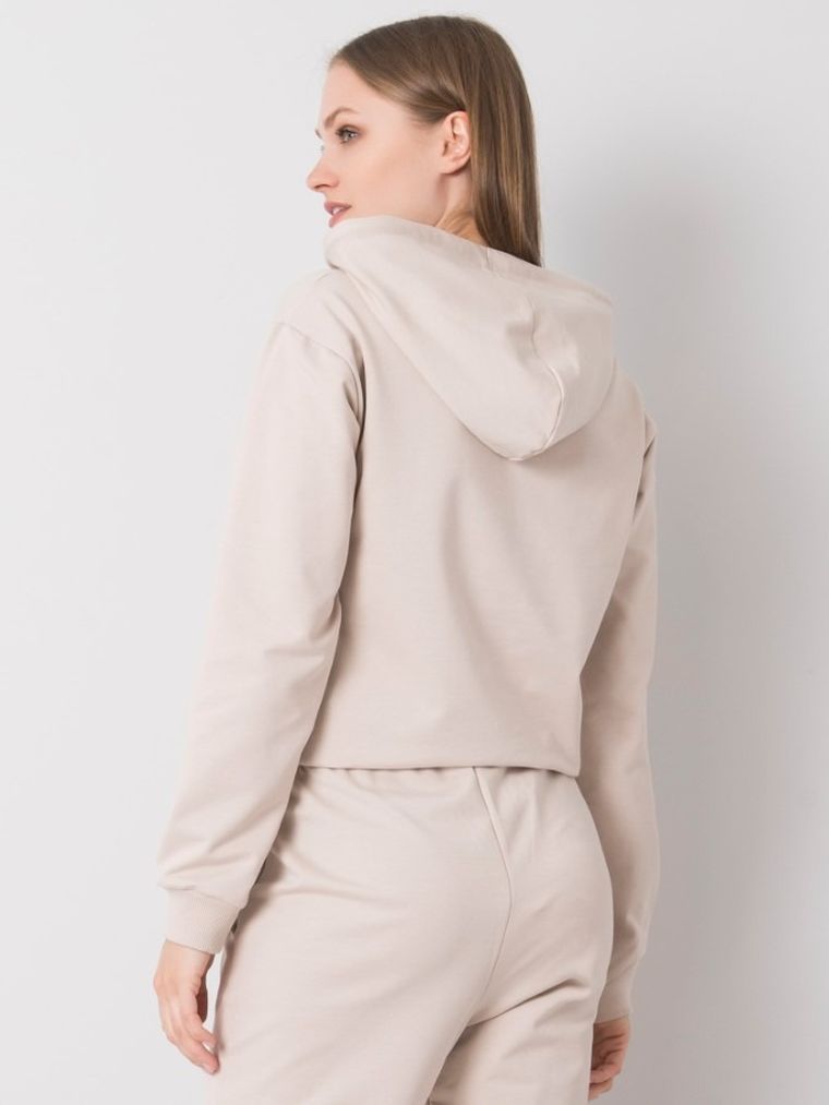 Bluza damska z kapturem, beżowa, Sublevel