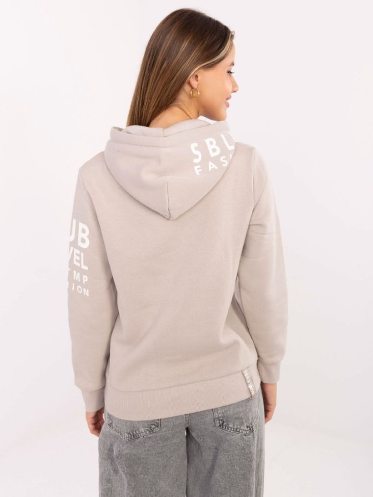 Bluza damska z kapturem, beżowa, Sublevel