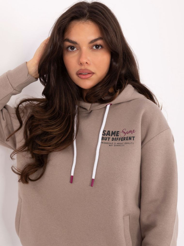 Bluza damska z kapturem, beżowa, Sublevel